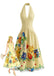 Yellow 1950s Print Halter Backless Dress