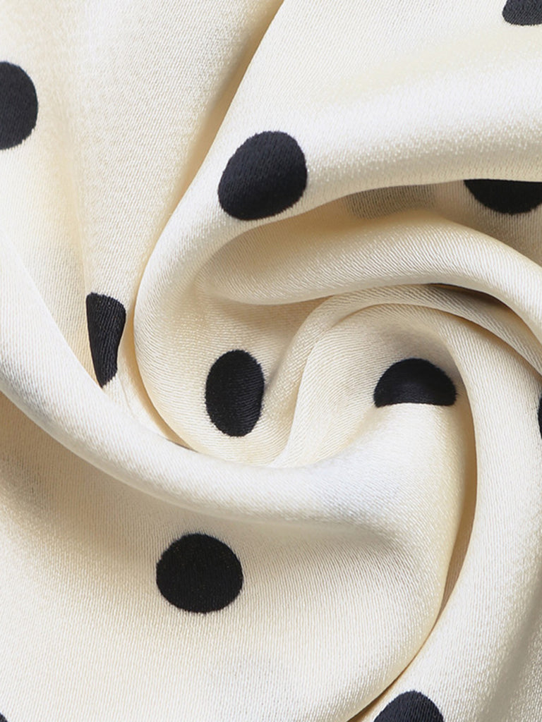 Beige 1940s Polka Dot Vintage Dress 7