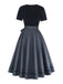 2PCS Blue 1950s Square Neck Velvet Dress & Polka Dot Apron, vintage dress, retro fashion, rockabilly, pin-up fashion - vintage inspired fashion