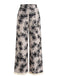 1940s Floral Fringe Hem Wide-Leg Pants