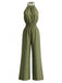 1970s Halter Smocked Waist Wide Leg Jumpsuit