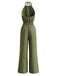 1970s Halter Smocked Waist Wide Leg Jumpsuit