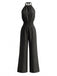 1970s Halter Smocked Waist Wide Leg Jumpsuit