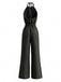 1970s Halter Smocked Waist Wide Leg Jumpsuit