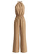 1970s Halter Smocked Waist Wide Leg Jumpsuit