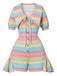 [Pre-Sale] 1960s Pastel Rainbow Stripe Chelsea Collar Ruffled Romper, vintage romper, retro jumpsuit - perfect for women who love vintage and retro fashion
