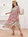 Plus Size Pink 1950s Floral V Neck Dress 4