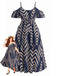 [Plus Size] Navy 1950s Chevron Striped Tie Waist Cold Shoulder Midi Dress, vintage dress, retro fashion, rockabilly, pin-up fashion - perfect for women who love vintage and retro fashion