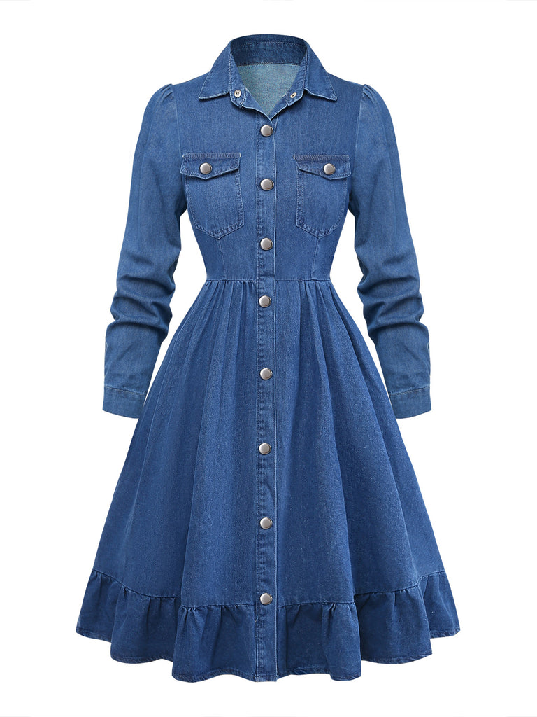 Blue 1950s Denim Dress 2