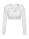 White 1950s Floral Lace Long Sleeves Cropped Top, vintage top, retro blouse, rockabilly, pin-up fashion - vintage inspired fashion