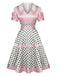 [Pre-Sale] Pink 1950s V-Neck Polka Dot Bow Satin Dress