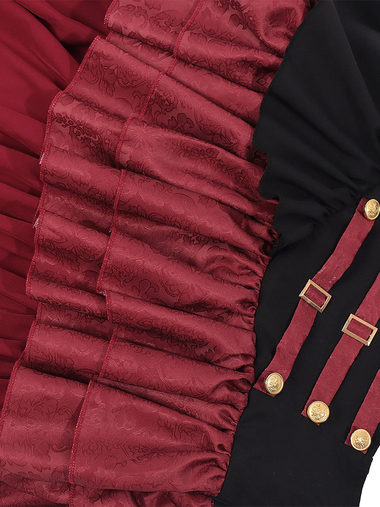 Wine Red 1950s Vintage Two Piece Set 13