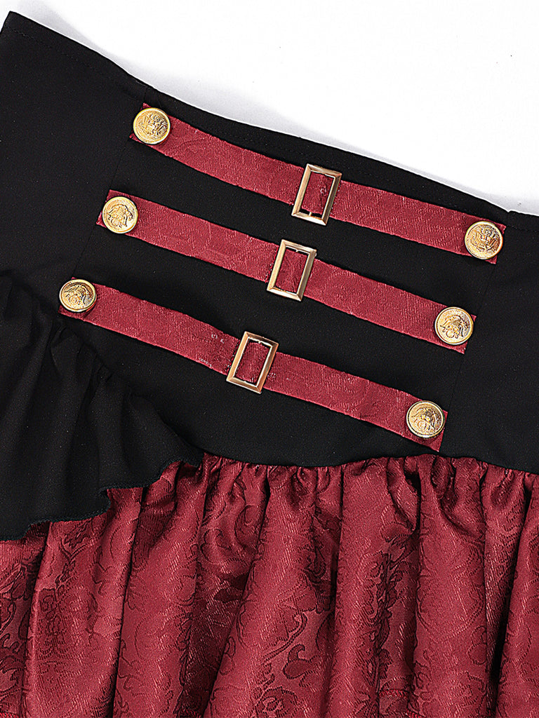 Wine Red 1950s Vintage Two Piece Set 7