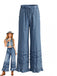 Blue 1970s Ruffle Denim Pants