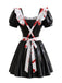 Black 1950s Halloween Patent Bloody Maid Dress