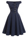 [Pre-Sale] 1950s Striped Off Shoulder Midi Dress 2