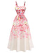 Pink 1940s Floral V Neck Dress 2