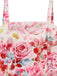 Pink 1940s Floral V Neck Dress 4