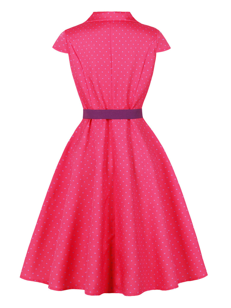 1950s Polka Dot Belted Dress 9