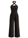 1950s Corduroy Cross Halter Neck Wide Leg Jumpsuit