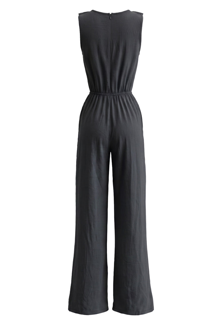 1970s V Neck Ruffle Jumpsuit 2