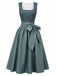Green 1950s Floral Square Neck Dress