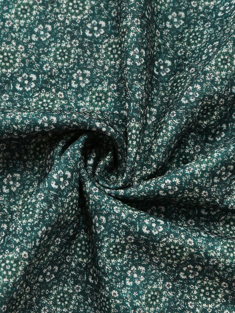 Green 1950s Floral Square Neck Dress 4