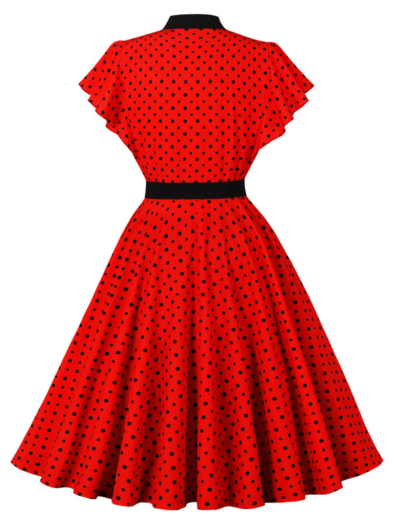 1940s Polka Dot Bow Dress 2