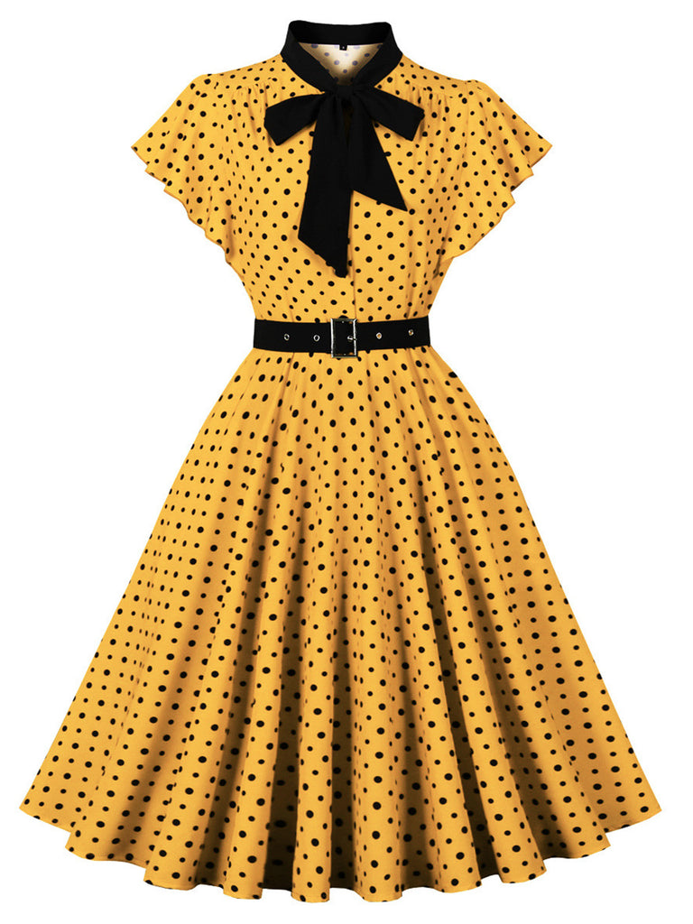 1940s Polka Dot Bow Dress 3