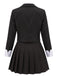 2PCS 1960s Solid Cropped Blazer & Pleated Skirt