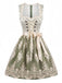 Light Green 1950s Square Neck Dress & Floral Lace Apron & White Top