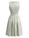 2PCS Blue 1950s Square Neck Floral Lace-Up Dress with Apron & Top