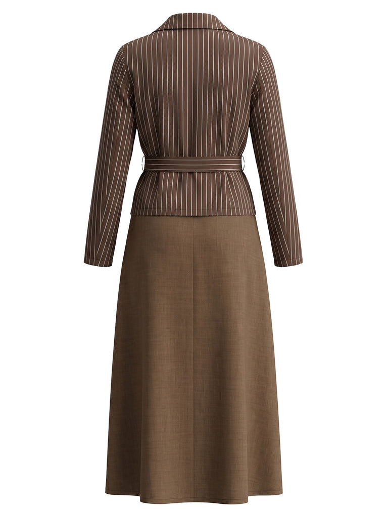 Blazer and Solid Color Skirt Set 9