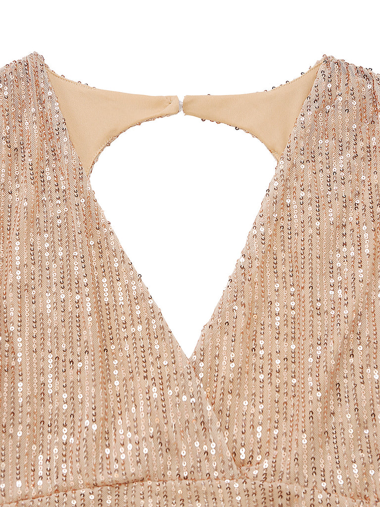 Sequin V Neck Asymmetric Bodycon Mini Dress 7