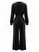 1950s Velvet V-Neck Long Sleeve Waist Smocked Jumpsuit