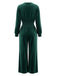 1950s Velvet V-Neck Long Sleeve Waist Smocked Jumpsuit