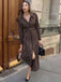 Dark Brown 1970s Striped Dress 2