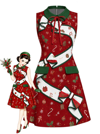 [Pre-Sale] 1960s Printed V Neck Midi Dress 1