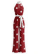 1970s Polka Dot Halter Sleeveless Wide Leg Belt Jumpsuit
