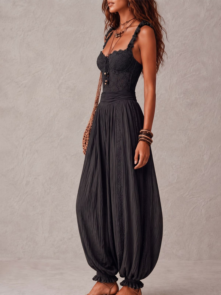Lace Spaghetti Strap Harem Leg Jumpsuit 2