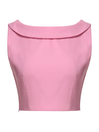 Pink 1960s Lapel Bowknot Top