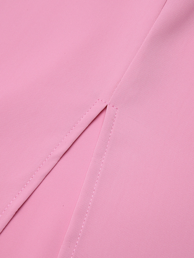 Pink 1960s Lapel Bowknot Top