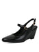 Faux Leather Pointed-Toe Wedge-Heeled Shoes with Buckles