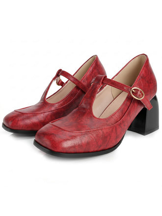 Mary Jane T-Strap Buckle Cone Heel Shoes, vintage shoes, retro heels - perfect for women who love vintage and retro fashion