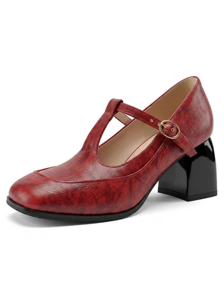 Mary Jane T-Strap Buckle Cone Heel Shoes, vintage shoes, retro heels - perfect for women who love vintage and retro fashion