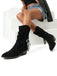 Fringe Lace-Up Western Mid-Calf Boots 6