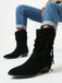Fringe Lace-Up Western Mid-Calf Boots 8