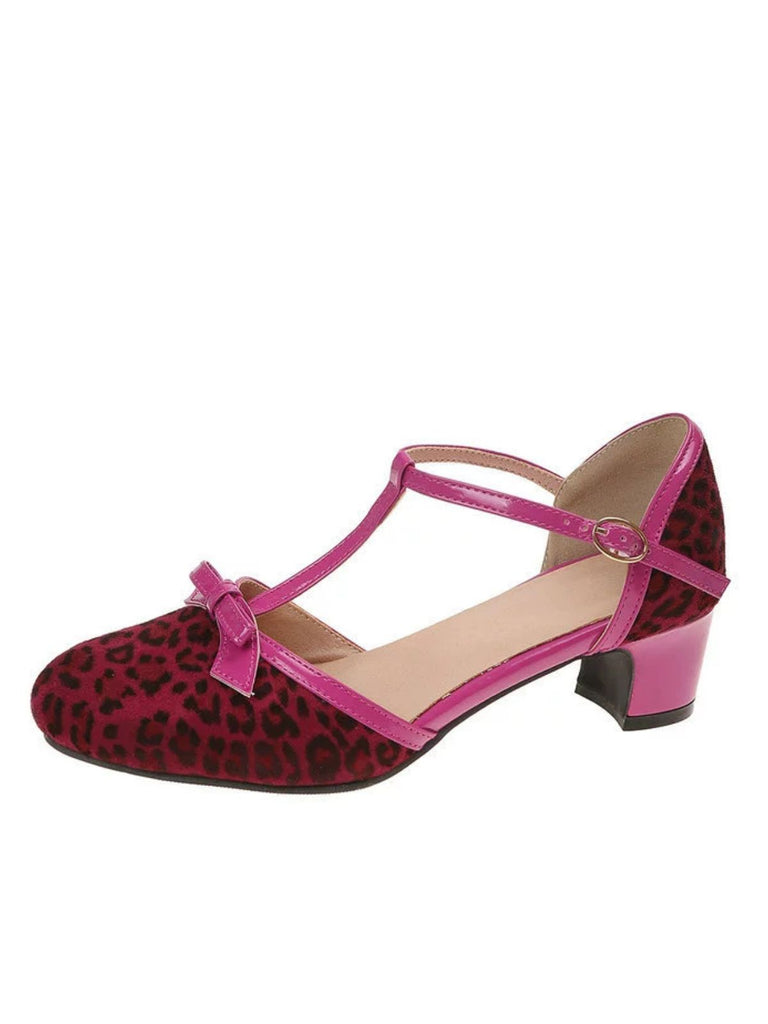 Leopard Print T Strap Mary Jane Heels 5