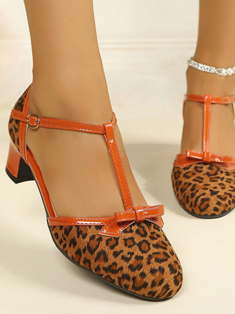 Leopard Print T Strap Mary Jane Heels 9