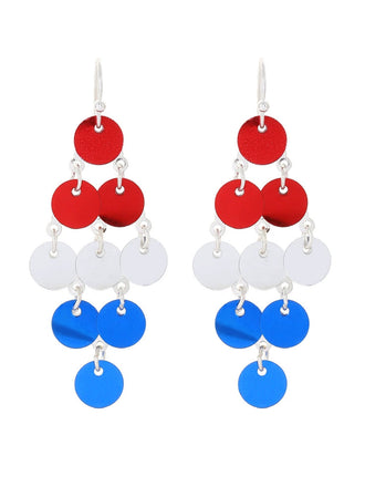 Silver Star Patriotic Drop Earrings